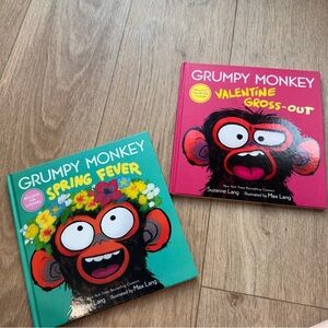 Set of Two Grumpy Monkey Children's Book Set, Hardcover with Stickers, Like New